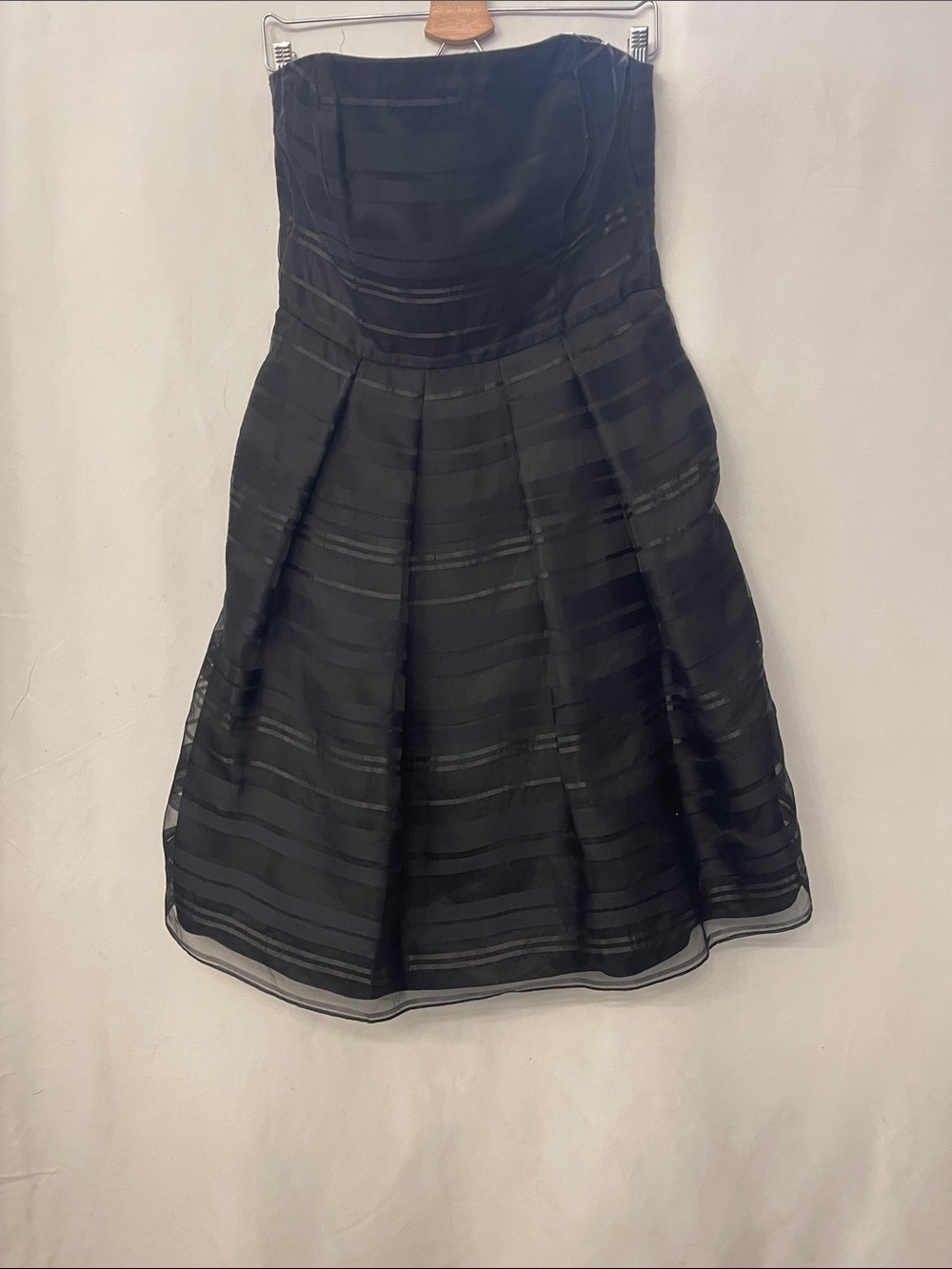 White House Black Market Strapless Black Pleated Cocktail Dress